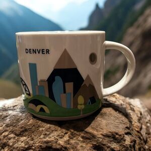 Starbucks Denver You Are Here Mug 2013 Blue White 14oz Coffee Cup EUC